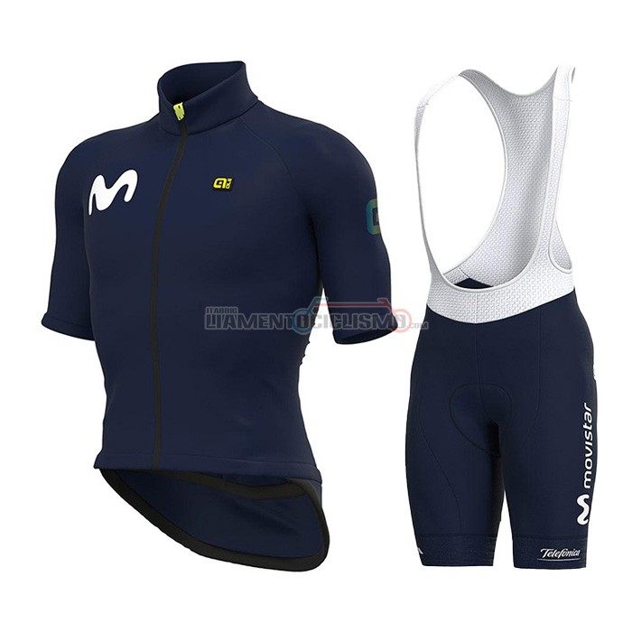 Abbigliamento Ciclismo Movistar Manica Corta 2022 Spento Blu